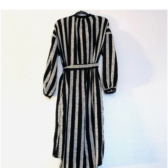 DUBGEE By Whoopi Button Black White Long Sleeve Hi-Low Belted Tunic Dress SZ-2X - Picture 3 of 7